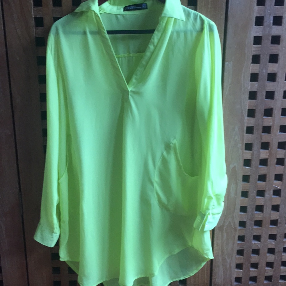 Neon green sheer loose shirt